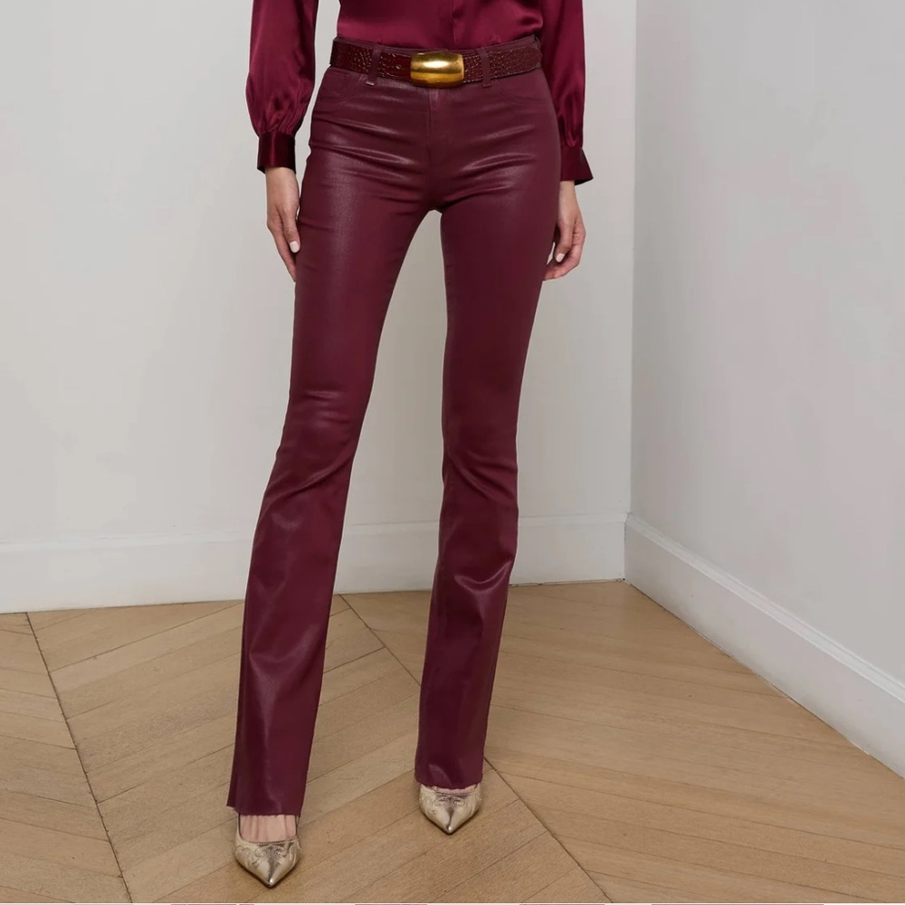 L'AGENCE Wine Red Straight-Leg Jeans